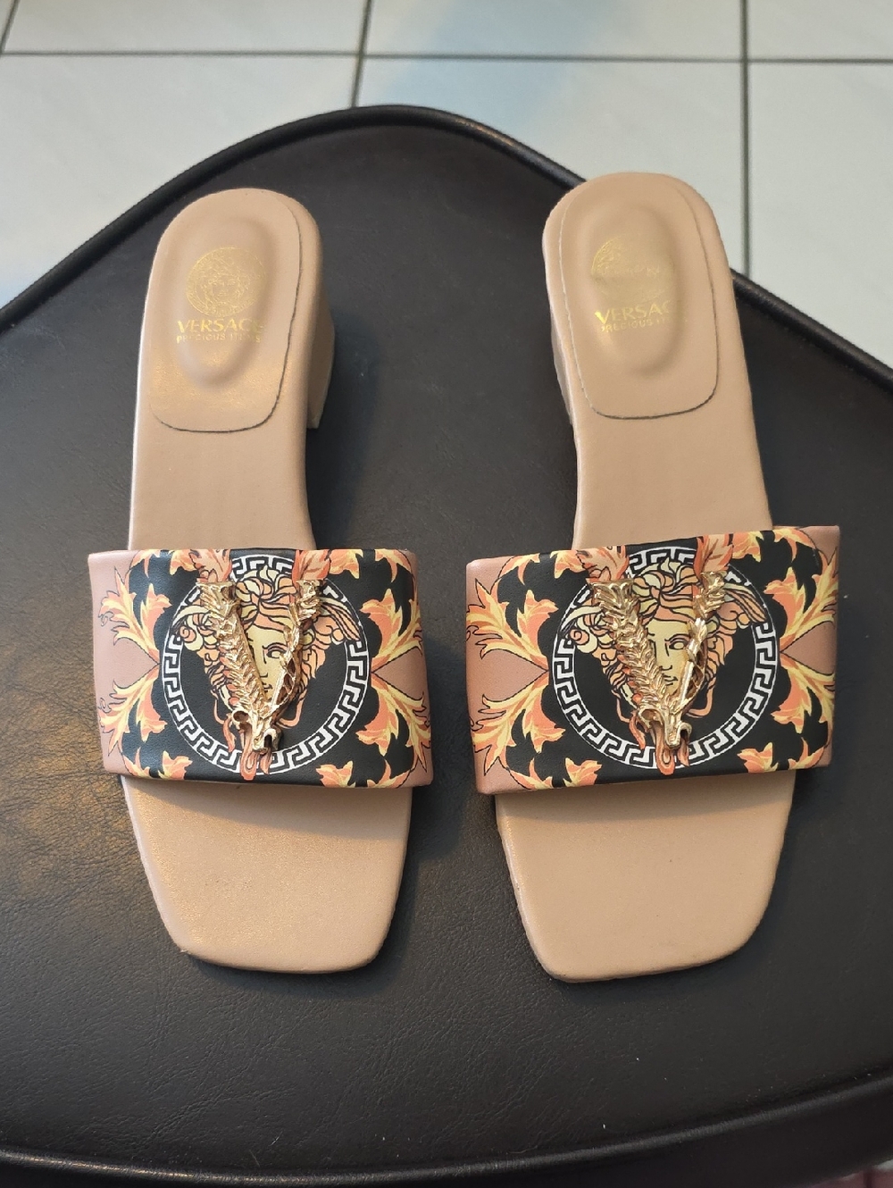 Versace Leather Slides Size 38